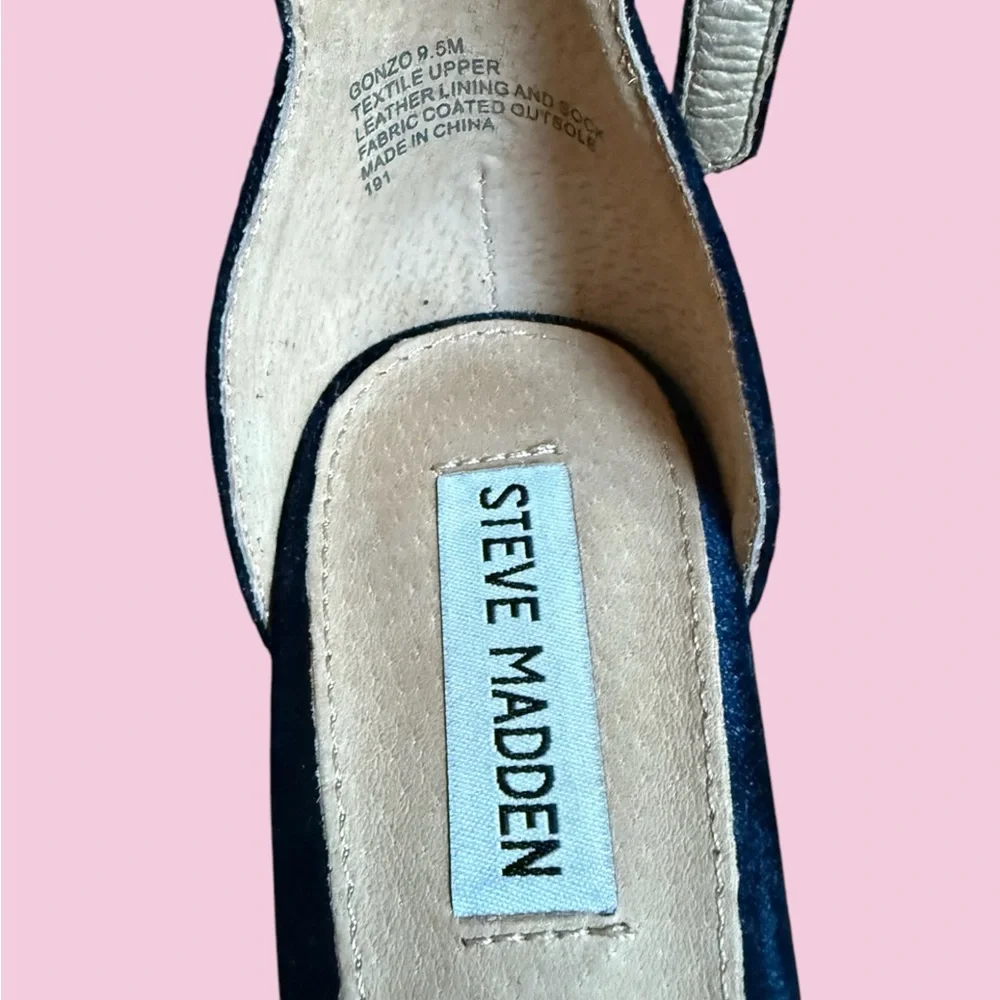 Steve Madden dark blue Gonzo velvet platform sandals - Picture 4 of 4